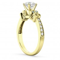 Butterfly Diamond & Aquamarine Engagement Ring 14k Yellow Gold (0.20ct)