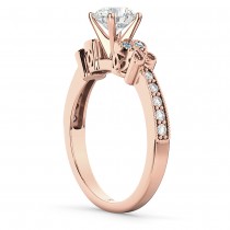 Butterfly Diamond & Aquamarine Engagement Ring 18k Rose Gold (0.20ct)