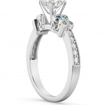 Blue Diamond Butterfly Engagement Ring in 14k White Gold (0.17ct)