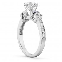 Butterfly Diamond & Sapphire Engagement Ring 14k White Gold (0.20ct)
