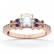 Butterfly Diamond & Sapphire Engagement Ring 18k Rose Gold (0.20ct)