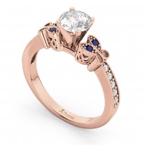 Butterfly Diamond & Sapphire Engagement Ring 18k Rose Gold (0.20ct)