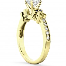 Butterfly Diamond & Sapphire Engagement Ring 18k Yellow Gold (0.20ct)