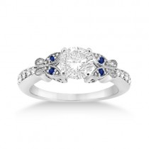 Butterfly Diamond & Sapphire Engagement Ring Palladium (0.20ct)