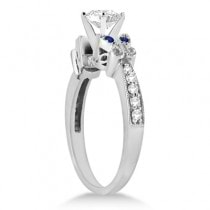 Butterfly Diamond & Sapphire Engagement Ring Palladium (0.20ct)