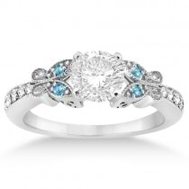Butterfly Diamond & Blue Topaz Engagement Ring Platinum (0.20ct)