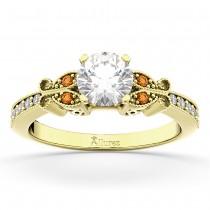 Butterfly Diamond & Citrine Engagement Ring 14k Yellow Gold (0.20ct)