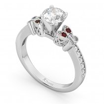Butterfly Diamond & Garnet Engagement Ring 14k White Gold (0.20ct)