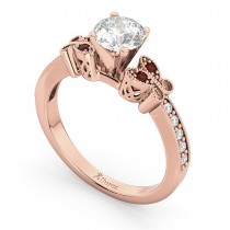 Butterfly Diamond & Garnet Engagement Ring 18k Rose Gold (0.20ct)