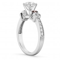 Butterfly Diamond & Garnet Engagement Ring 18k White Gold (0.20ct)