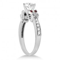 Butterfly Diamond & Garnet Engagement Ring Palladium (0.20ct)