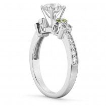 Butterfly Diamond & Peridot Engagement Ring 18k White Gold (0.20ct)