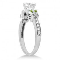 Butterfly Diamond & Peridot Engagement Ring Palladium (0.20ct)