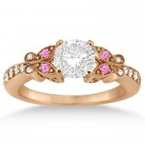 Butterfly Diamond & Pink Sapphire Bridal Set 18k Rose Gold (0.42ct)