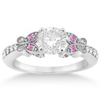 Butterfly Diamond & Pink Sapphire Bridal Set Palladium (0.42ct)