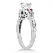 Butterfly Diamond &Ruby Engagement Ring Platinum (0.20ct)