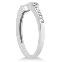 Contour Diamond Wedding Band Ribbon Ring 18k White Gold (0.15ct)