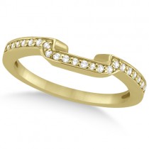 Contour Diamond Wedding Band Ribbon Ring 18k Yellow Gold (0.15ct)