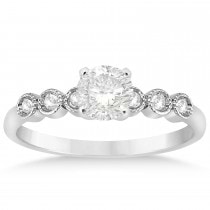 Diamond Bezel Set Engagement Ring Setting 14k White Gold (0.09ct)