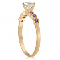Amethyst Bezel Set Engagement Ring Setting 14k Rose Gold 0.09ct