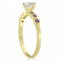 Amethyst Bezel Set Engagement Ring Setting 14k Yellow Gold 0.09ct