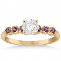 Amethyst Bezel Set Engagement Ring Setting 18k Rose Gold 0.09ct