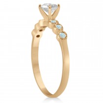 Aquamarine Bezel Set Engagement Ring Setting 14k Rose Gold 0.09ct