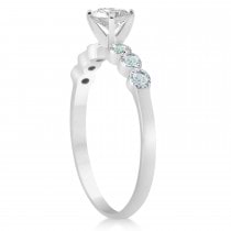 Aquamarine Bezel Set Engagement Ring Setting 14k White Gold 0.09ct