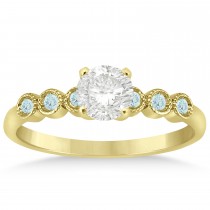 Aquamarine Bezel Set Engagement Ring Setting 14k Yellow Gold 0.09ct