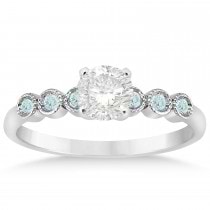 Aquamarine Bezel Set Engagement Ring Setting Platinum 0.09ct