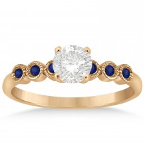 Blue Sapphire Bezel Set Engagement Ring Setting 14k Rose Gold 0.09ct