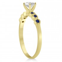 Blue Sapphire Bezel Set Engagement Ring Setting 14k Yellow Gold 0.09ct