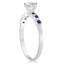 Blue Sapphire Bezel Set Engagement Ring Setting Palladium 0.09ct