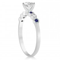 Blue Sapphire & Diamond Bezel Set Engagement Ring 14k White Gold (0.09ct)