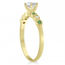 Emerald & Diamond Bezel Engagement Ring 14k Yellow Gold 0.09ct