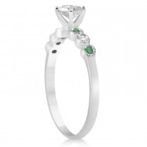 Emerald & Diamond Bezel Engagement Ring 18k White Gold 0.09ct
