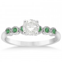 Emerald Bezel Set Engagement Ring Setting 14k White Gold 0.09ct