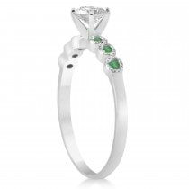 Emerald Bezel Set Engagement Ring Setting 14k White Gold 0.09ct