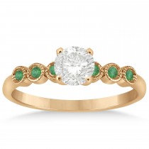 Emerald Bezel Set Engagement Ring Setting 18k Rose Gold 0.09ct