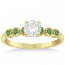 Emerald Bezel Set Engagement Ring Setting 18k Yellow Gold 0.09ct