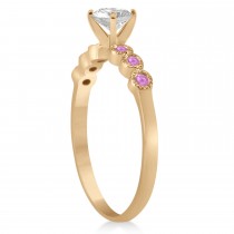 Pink Sapphire Bezel Set Engagement Ring Setting 14k Rose Gold 0.09ct