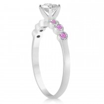 Pink Sapphire Bezel Set Engagement Ring Setting 14k White Gold 0.09ct