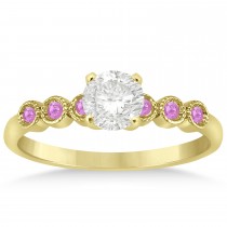 Pink Sapphire Bezel Set Engagement Ring Setting 14k Yellow Gold 0.09ct