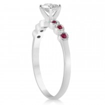 Ruby Bezel Set Engagement Ring Setting 14k White Gold 0.09ct
