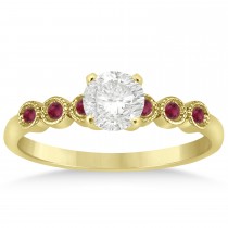 Ruby Bezel Set Engagement Ring Setting 14k Yellow Gold 0.09ct