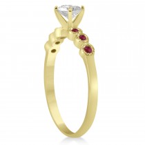 Ruby Bezel Set Engagement Ring Setting 14k Yellow Gold 0.09ct