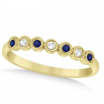 Blue Sapphire & Diamond Bezel Set Bridal Set 18k Yellow Gold 0.19ct