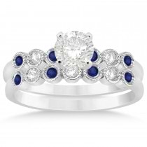Blue Sapphire & Diamond Bezel Set Bridal Set Palladium 0.19ct