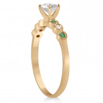 Emerald & Diamond Bezel Set Bridal Set 14k Rose Gold 0.19ct