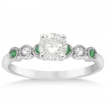 Emerald & Diamond Bezel Set Bridal Set Palladium 0.19ct